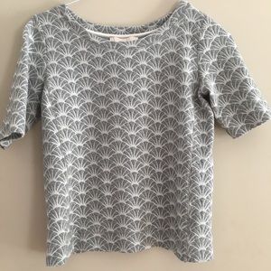 Ann Taylor Loft Fitted Textured Gray Top S